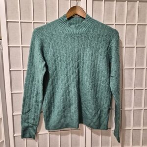 J. Crew Sea Green Cable Knit Sweater Sz XS